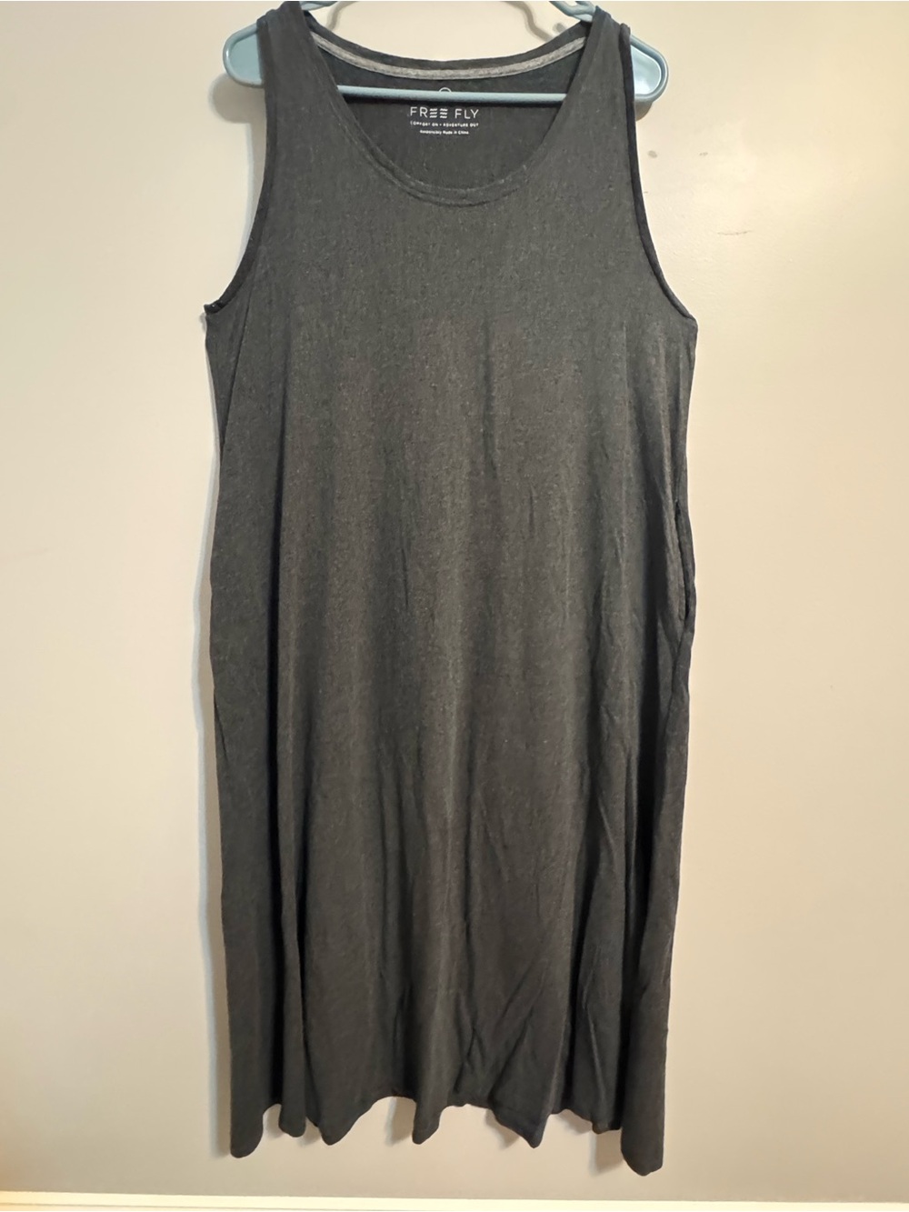 Free Fly sleeveless Maxi grey bamboo cotton dress Women's XL Beach Boat coastal